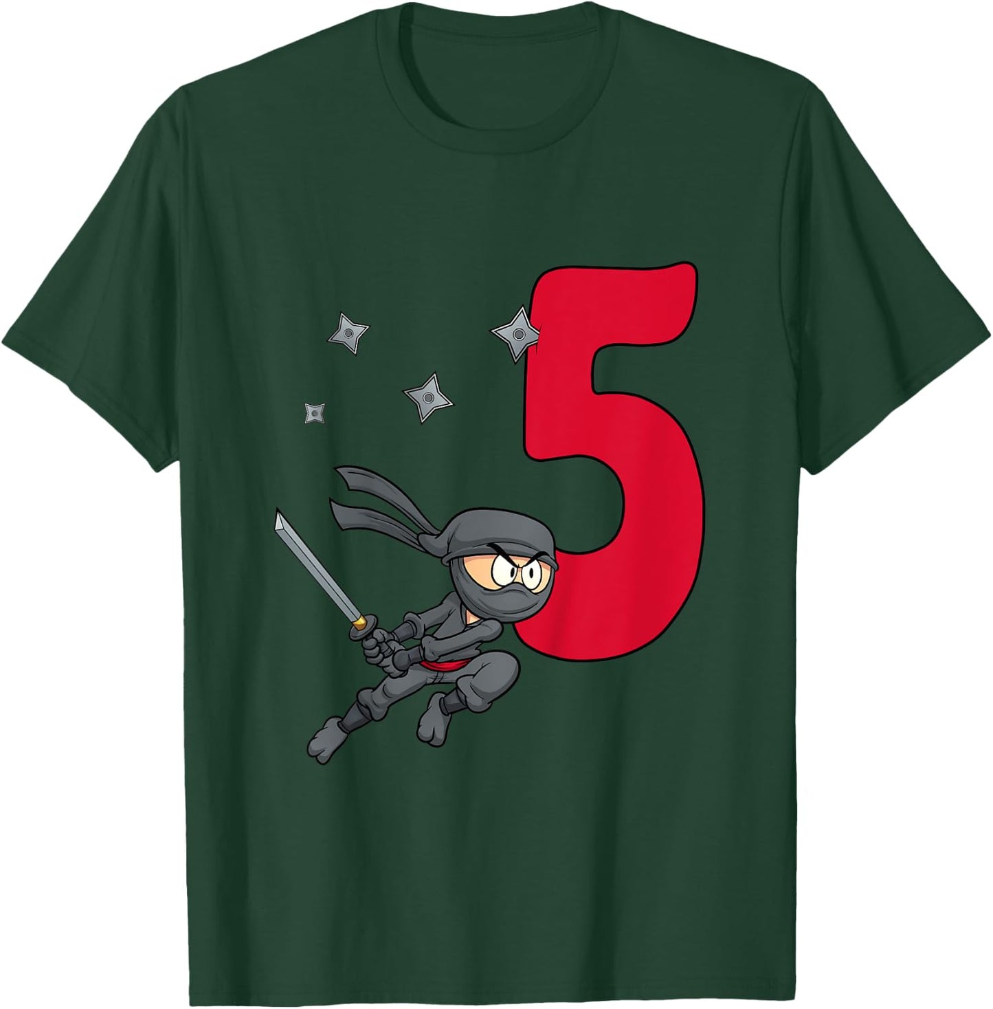Kids 5th Birthday Boy Gift Ninja Shirt For Boys five Years T-Shirt - T-Shirt | Forest