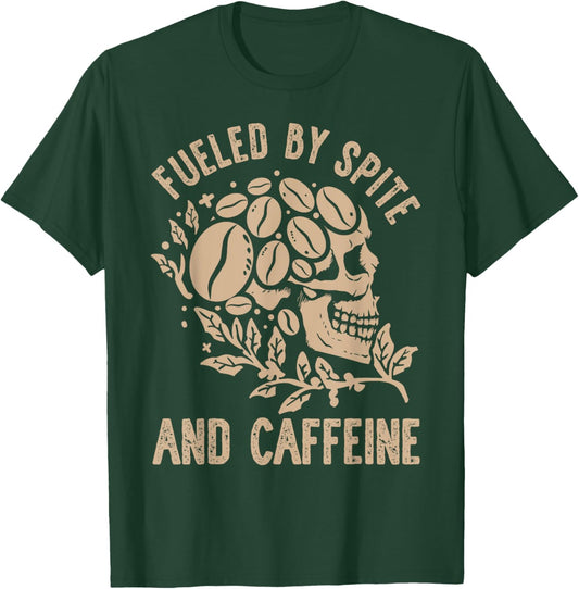 Fueled By Spite And Caffeine Halloween Skeleton Vintage T-Shirt - T-Shirt | Forest