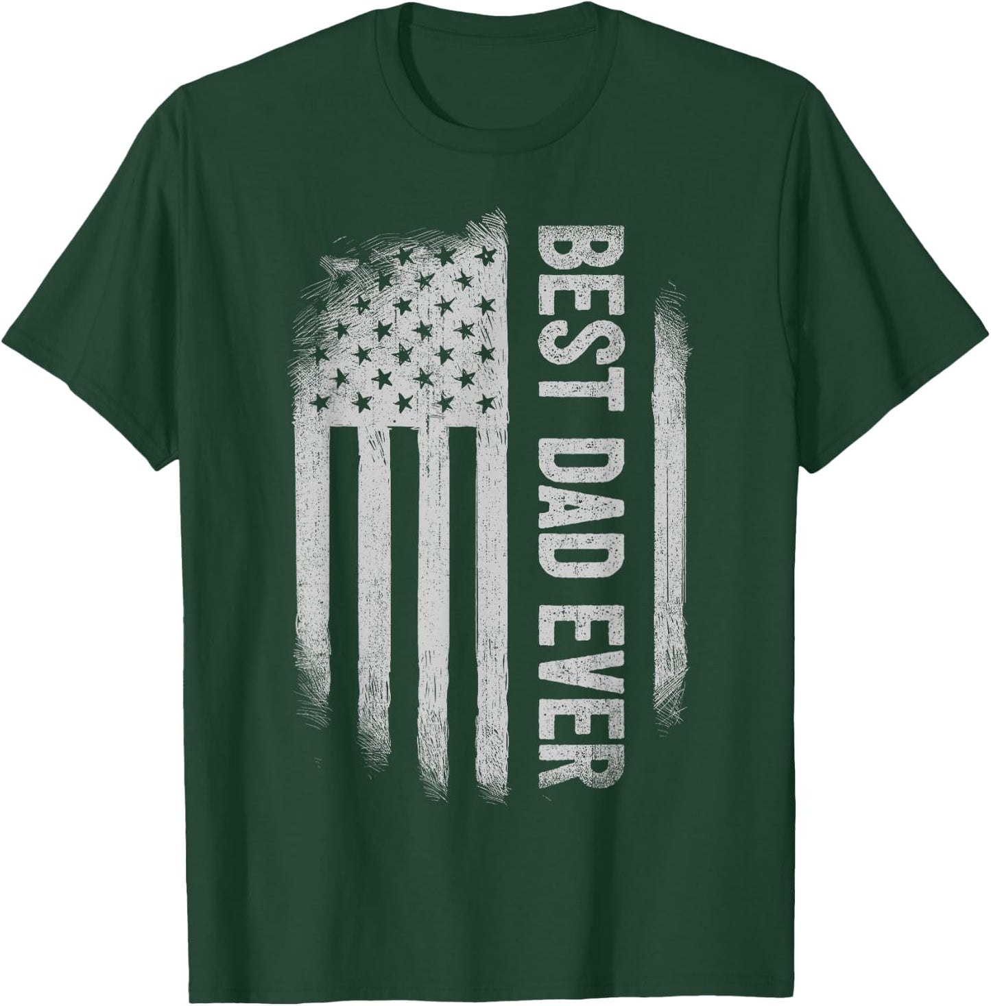 Best Dad Ever Funny Family Father's Day American Flag Men T-Shirt - T-Shirt | Forest