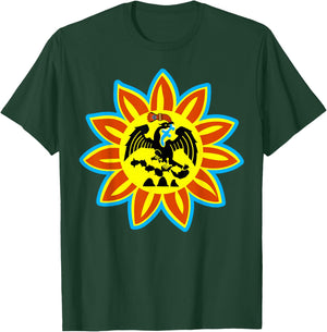 Mexica Flag - Original Native Aztec Eagle Snake Sun T-Shirt - T-Shirt | Forest