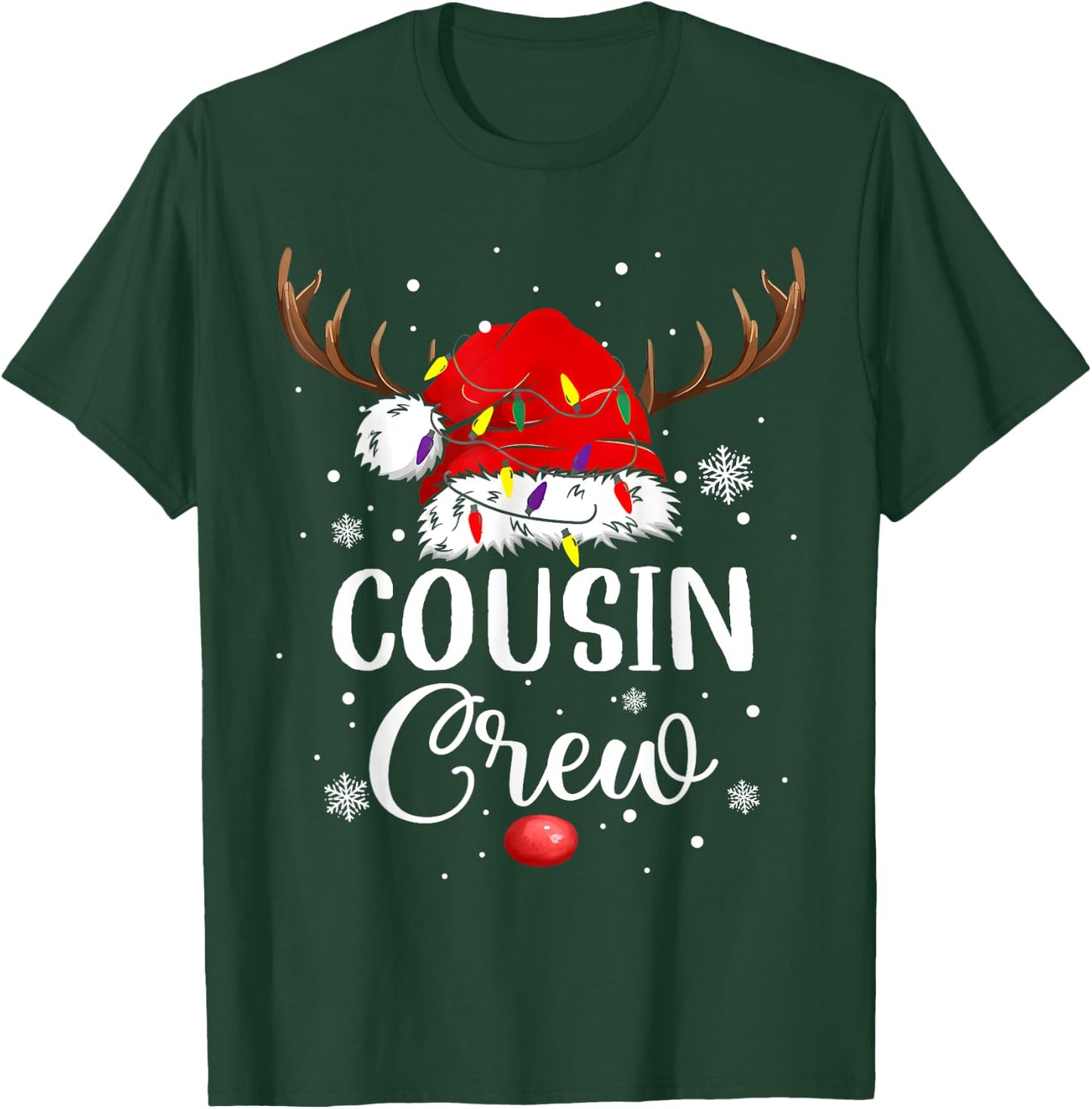 Christmas Cousin Crew Funny Santa Hat Light Kids Men Women T-Shirt - T-Shirt | Forest
