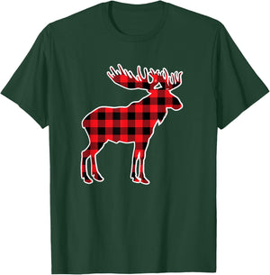 Moose Red Buffalo Plaid Matching Pajama Family T-Shirt - T-Shirt | Forest