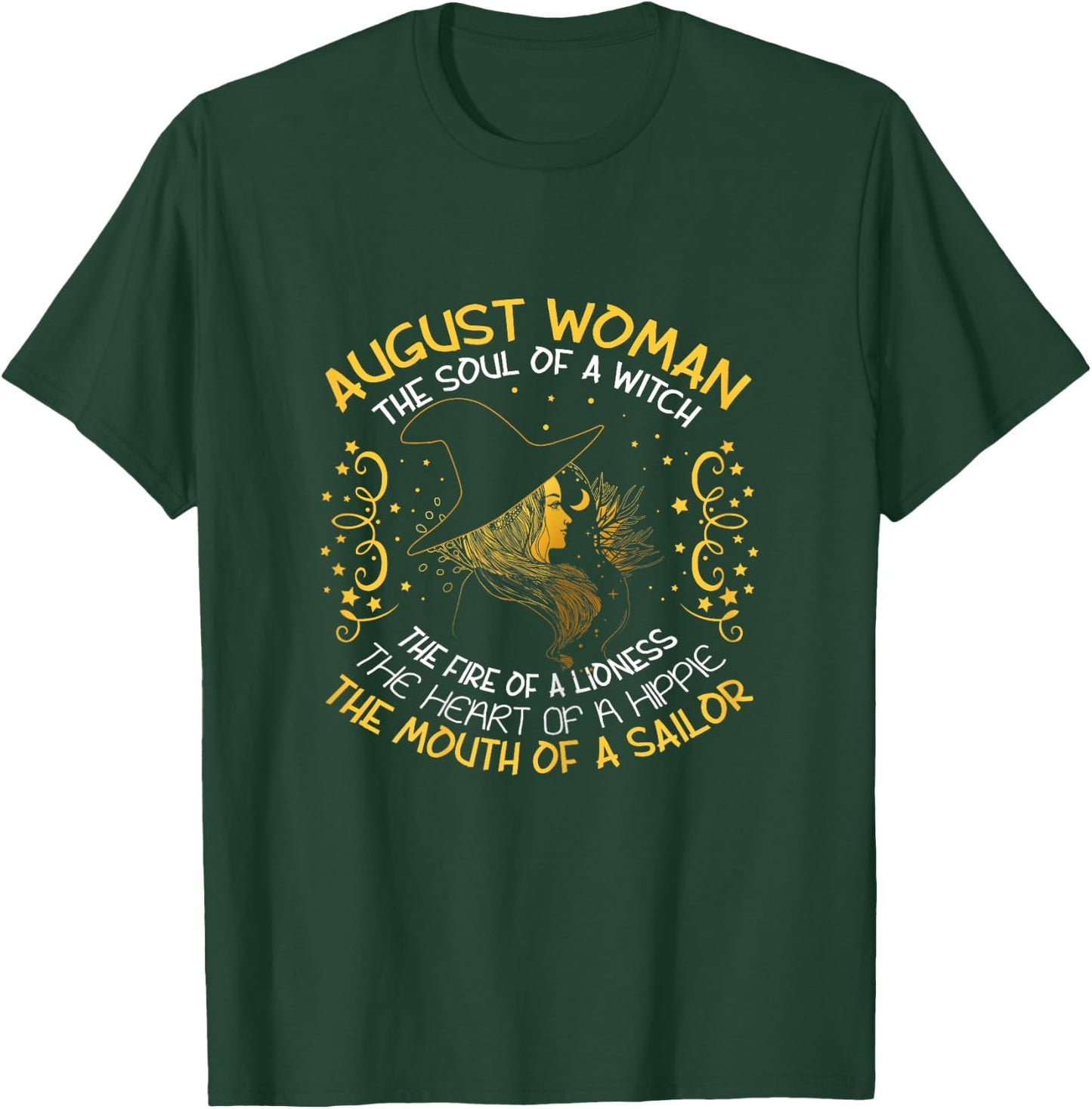 August Woman Witch Soul Cute Halloween August Birthday Gift T-Shirt - T-Shirt | Forest