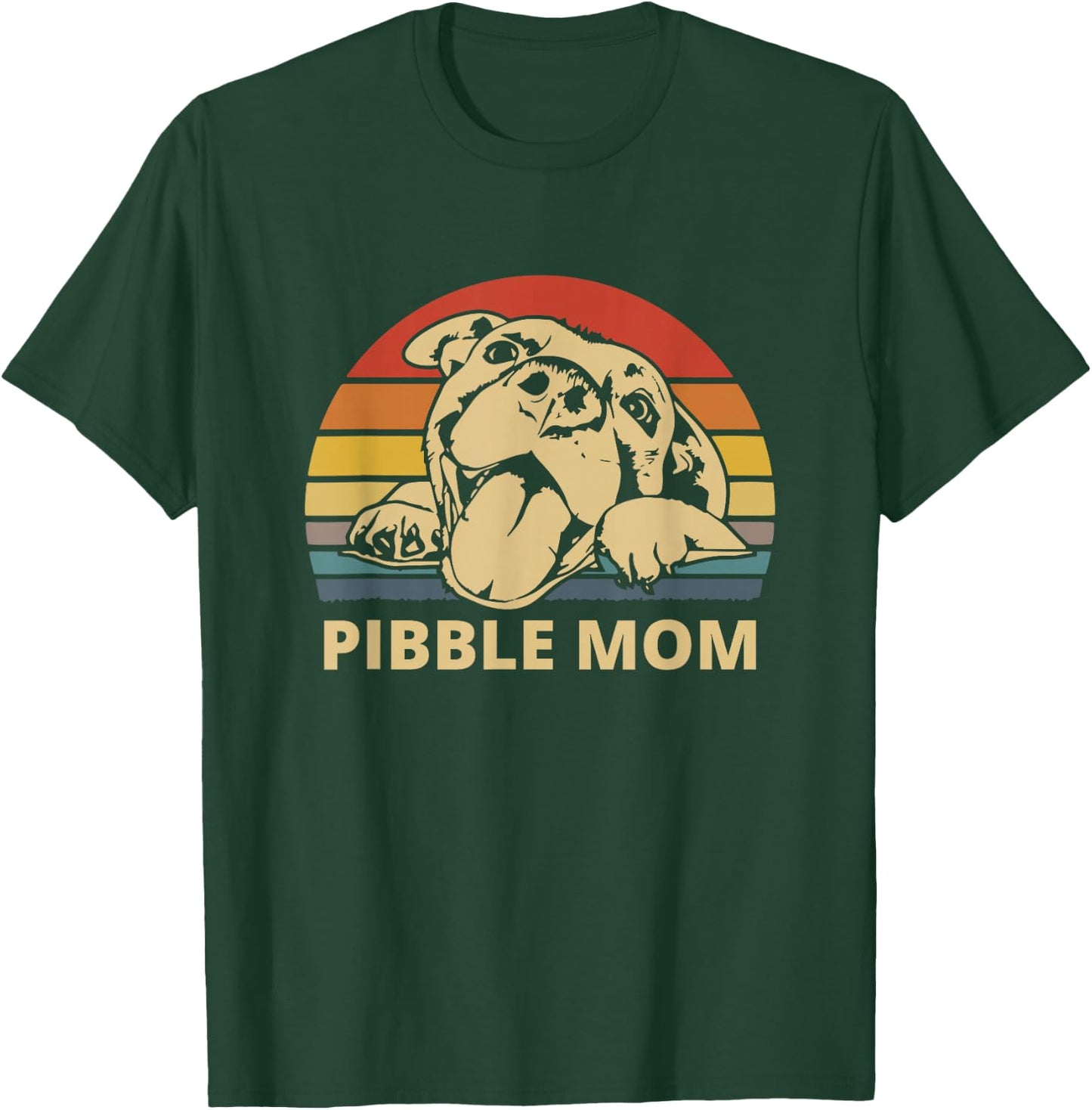 Pibble Mom - I Love My Pit Retro Vintage Pit Face Pitbull T-Shirt - T-Shirt | Forest
