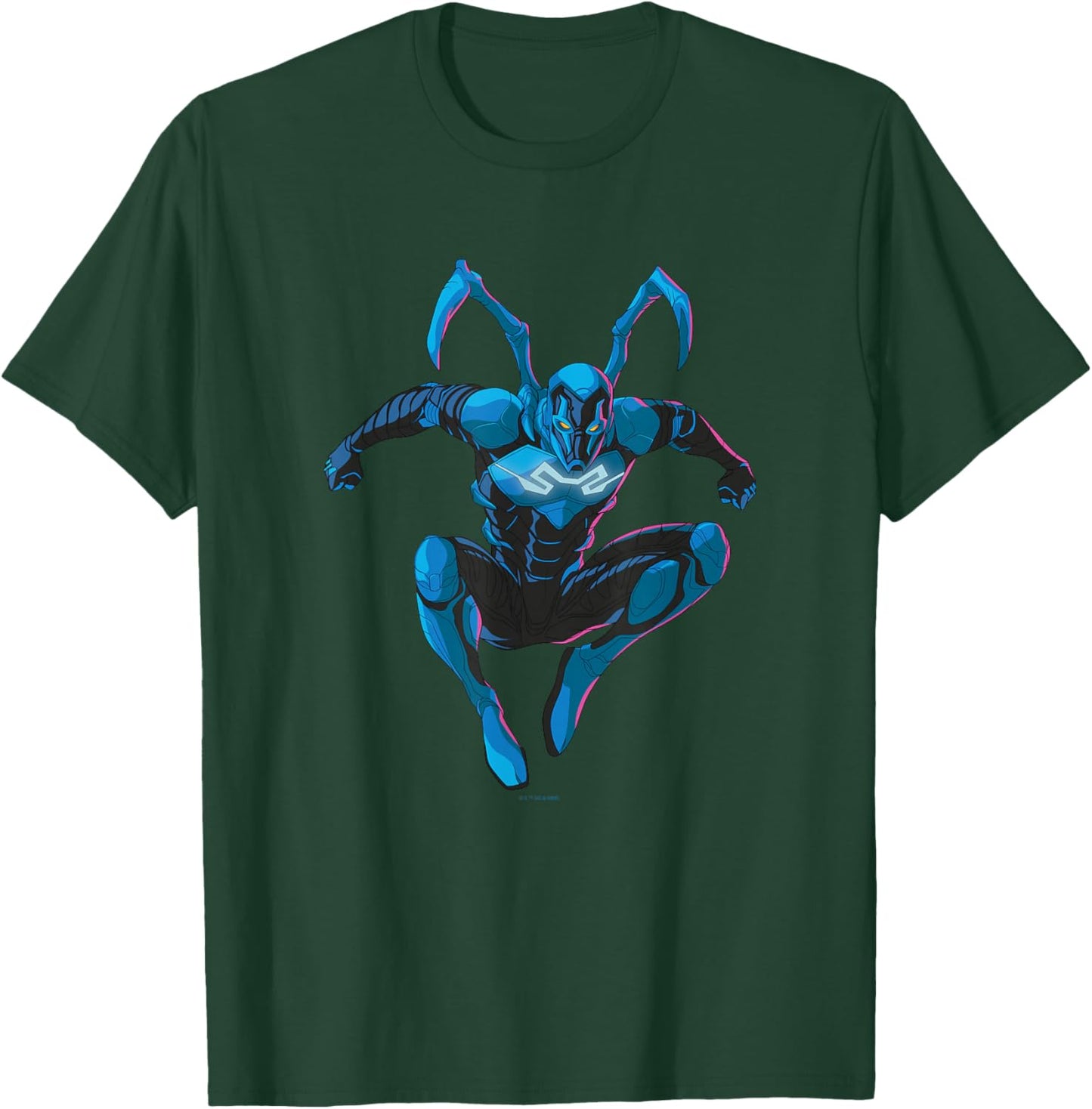 Blue Beetle Jumping Into Action Super Hero Pose Portrait T-Shirt - T-Shirt | Forest