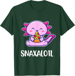 Snaxalotl Axolotl Cute Eating Pizza Snacks T-Shirt - T-Shirt | Forest
