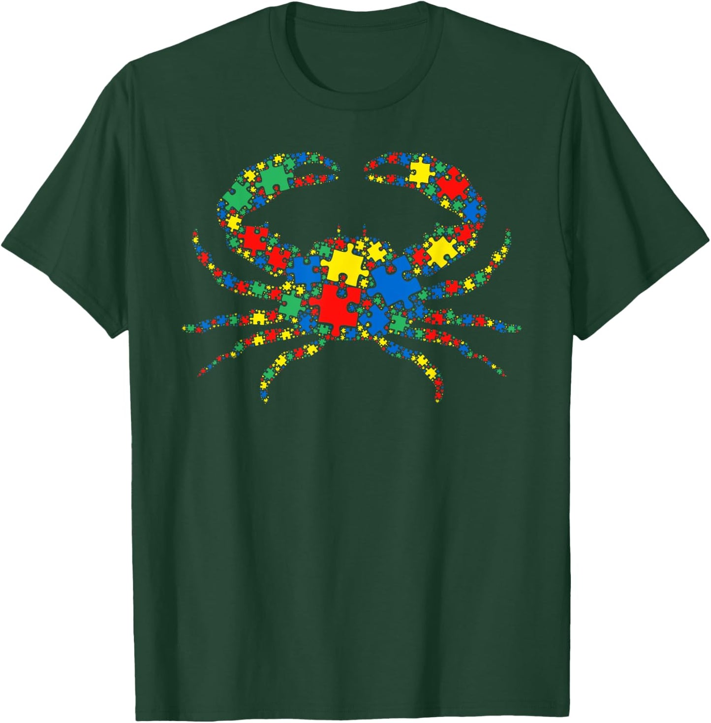 Crab Autism Puzzle Men Kids - Autism Awareness T-Shirt - T-Shirt | Forest
