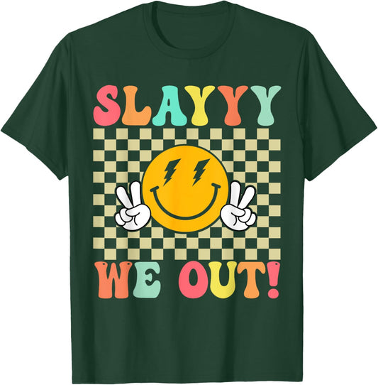 Slay We out Girls Retro Groovy Last Day of School Summer T-Shirt - T-Shirt | Forest