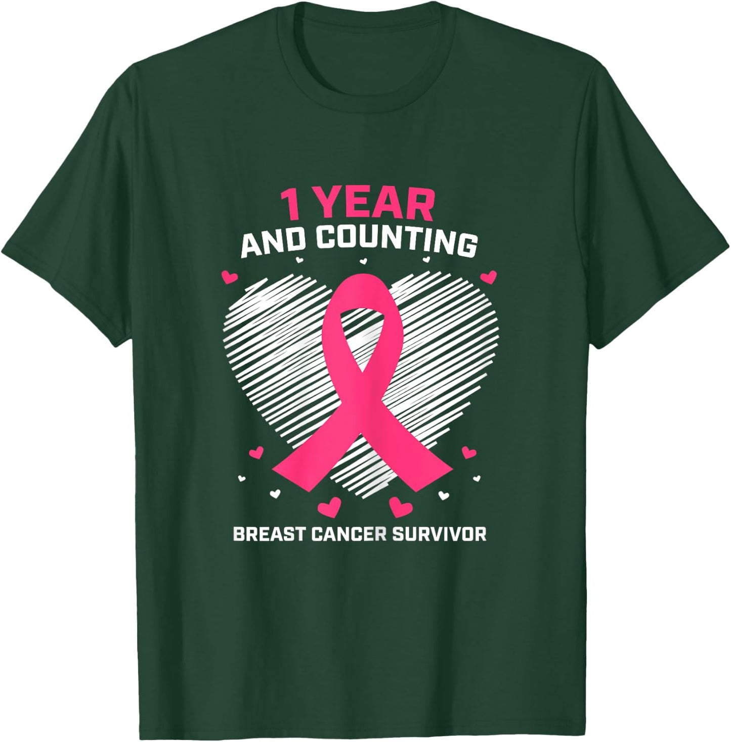 1 Year Cancer Free Pink Breast Cancer Survivor Gifts Women T-Shirt - T-Shirt | Forest