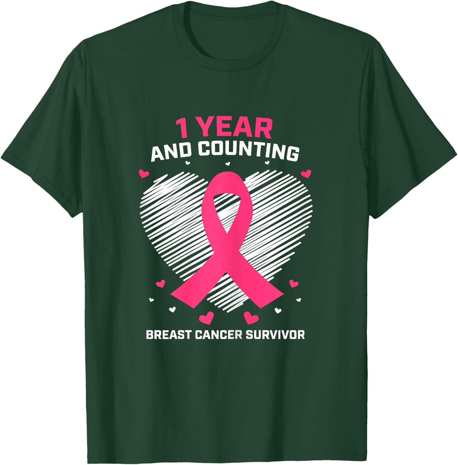 1 Year Cancer Free Pink Breast Cancer Survivor Gifts Women T-Shirt - T-Shirt | Forest