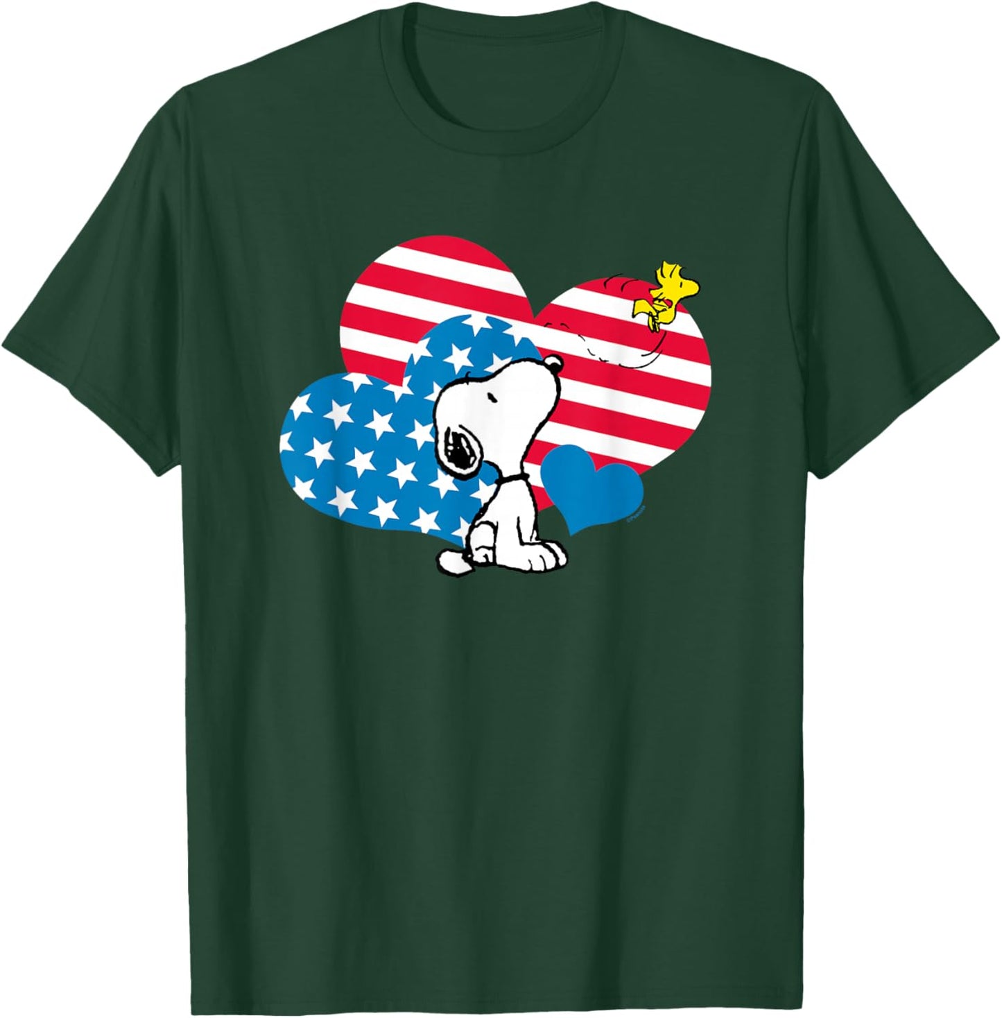 Peanuts - Snoopy Flag Hearts T-Shirt - T-Shirt | Forest