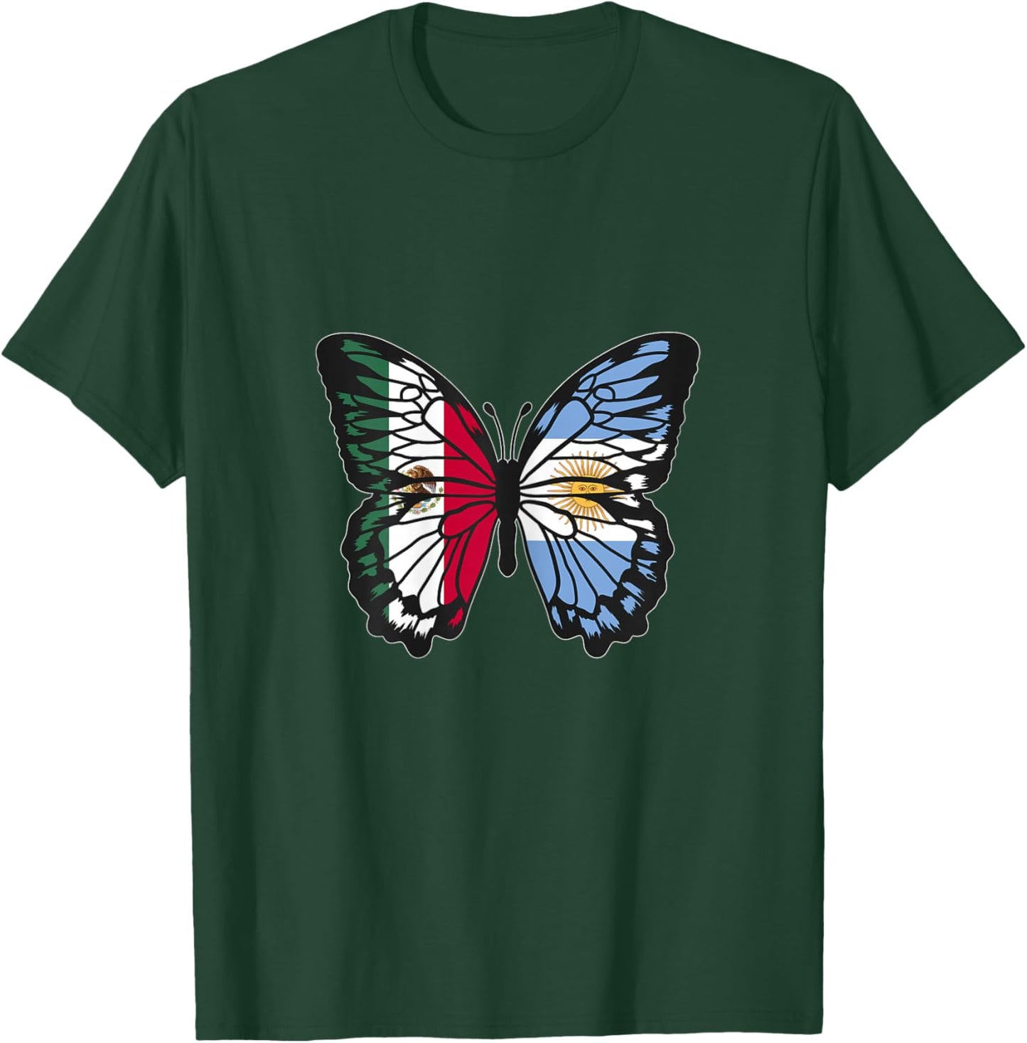 Mexico and Argentina Mix Butterfly Half Mexican Argentinian T-Shirt - T-Shirt | Forest