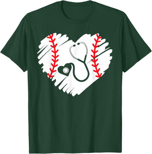 Baseball Nurse Registered Nurse Sport Baseball Player T-Shirt - T-Shirt | Forest