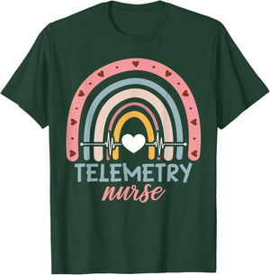Telemetry Nurse Appreciation Rainbow T-Shirt - T-Shirt | Forest