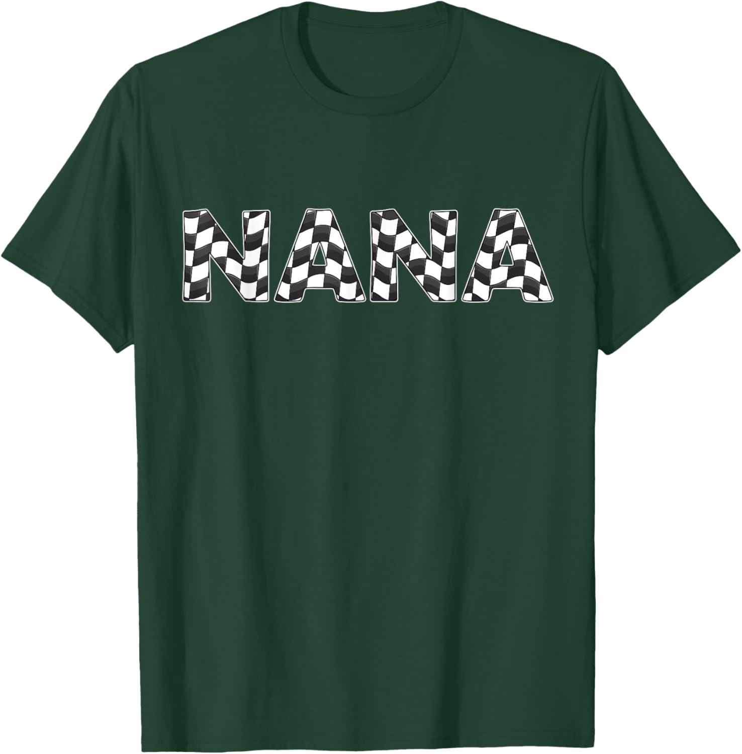 Checked Race Car Nana White Black Checkerboard Women Flag T-Shirt - T-Shirt | Forest
