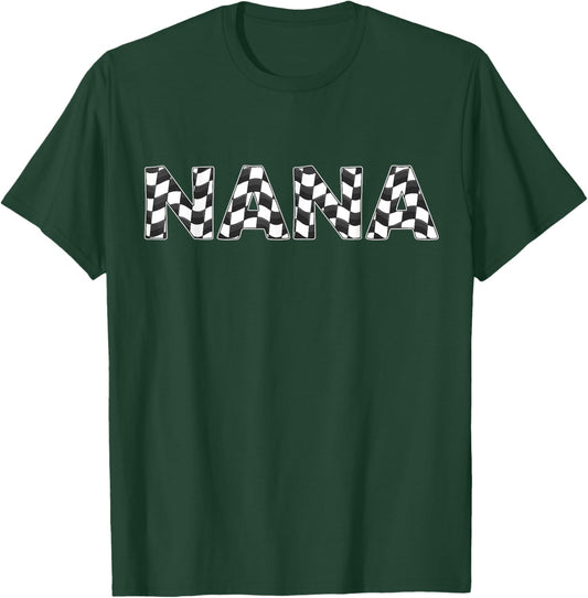 Checked Race Car Nana White Black Checkerboard Women Flag T-Shirt - T-Shirt | Forest