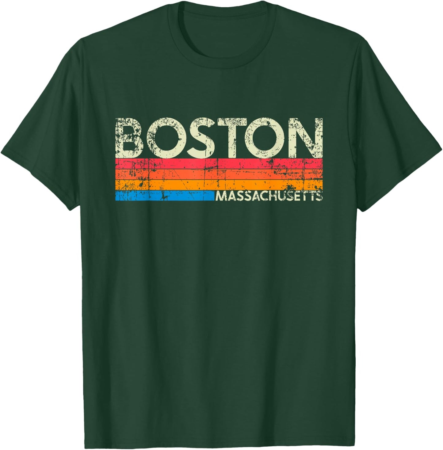 Vintage Retro Boston Massachusetts Distressed Souvenir T-Shirt - T-Shirt | Forest