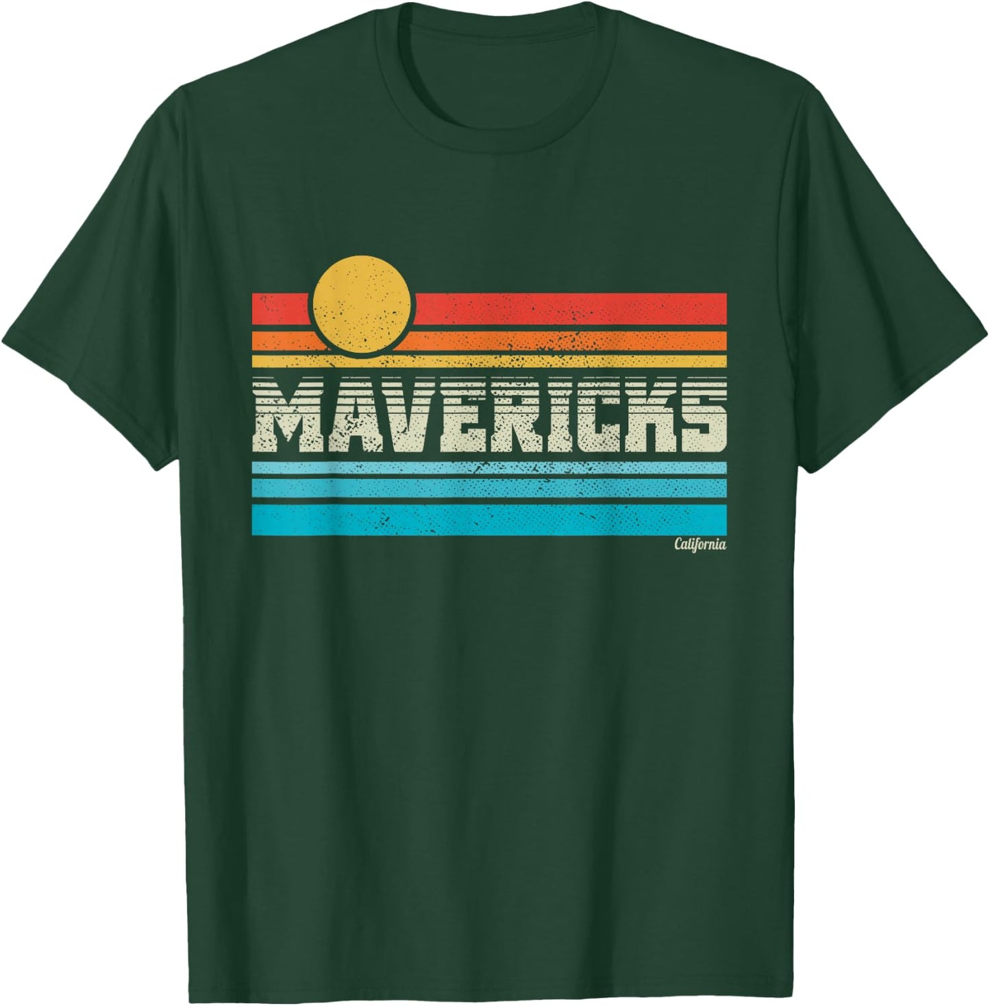 Mavericks California Retro Sunset Surf Trip I Love Surfing T-Shirt - T-Shirt | Forest