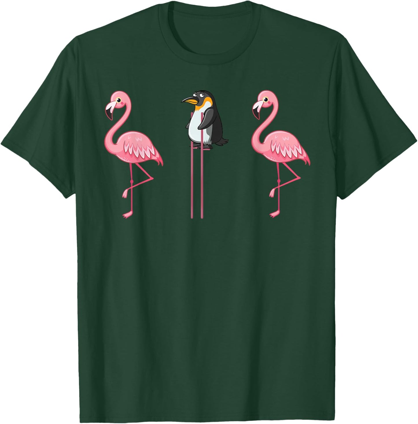Flamingo Penguin On Stilts Flamingo Lover Gifts T-Shirt - T-Shirt | Forest