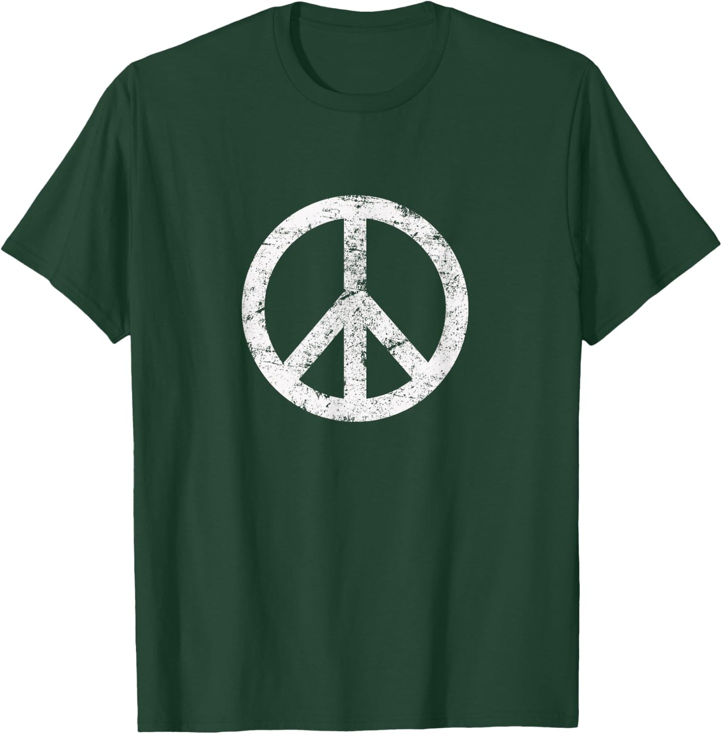 Distressed Hippie Peace Sign Cool Vintage Symbol Men Women T-Shirt - T-Shirt | Forest