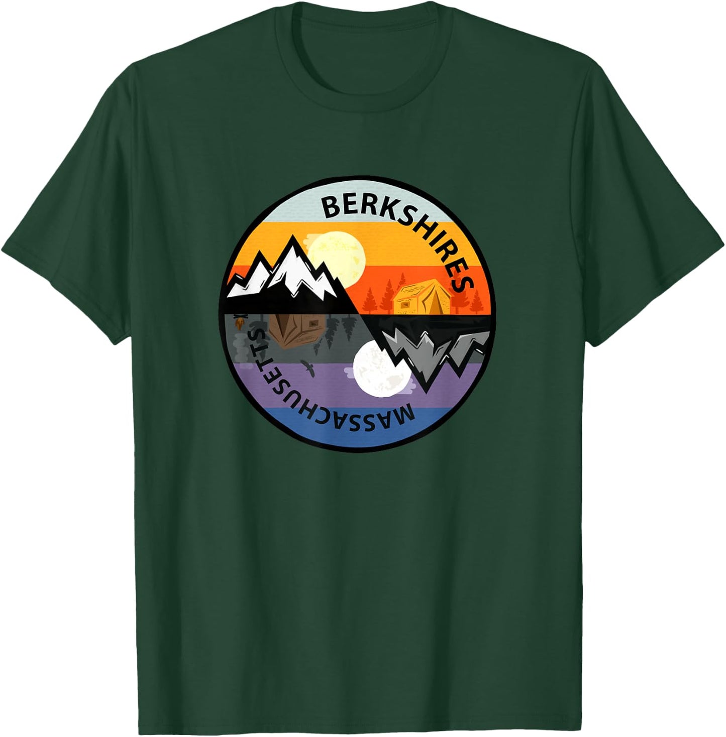 Retro Vintage Berkshires, Massachusetts Souvenir Camping T-Shirt - T-Shirt | Forest