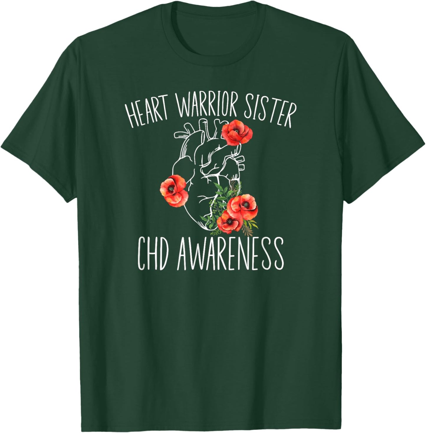 Heart Warrior Sister CHD Awareness CHD Warrior Sister T-Shirt - T-Shirt | Forest