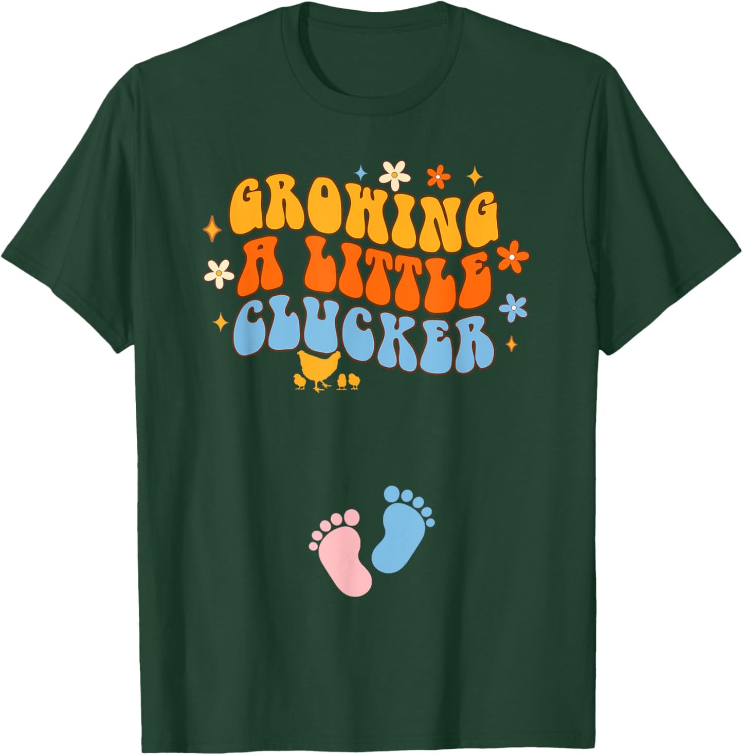 Pregnancy Announcement Chicken Growing A Little A Clucker T-Shirt - T-Shirt | Forest
