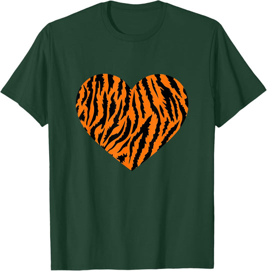 Tiger Animal Print Heart Tiger T-Shirt - T-Shirt | Forest