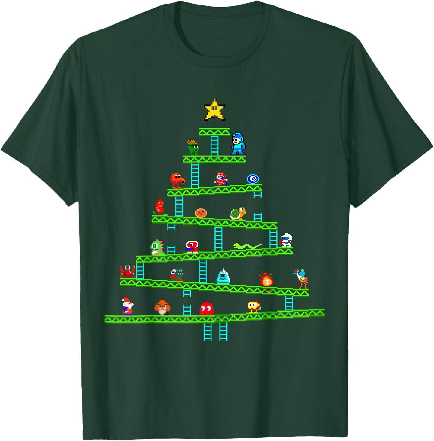 8 Bit Retro Gaming Christmas Tree T-Shirt - T-Shirt | Forest