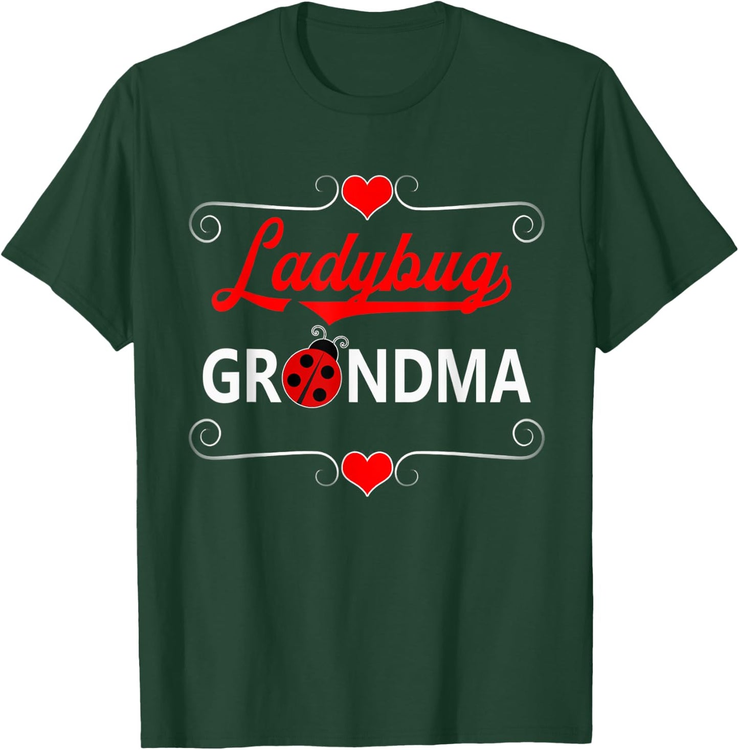 Ladybug Grandma Cute Ladybird With Hearts T-Shirt - T-Shirt | Forest