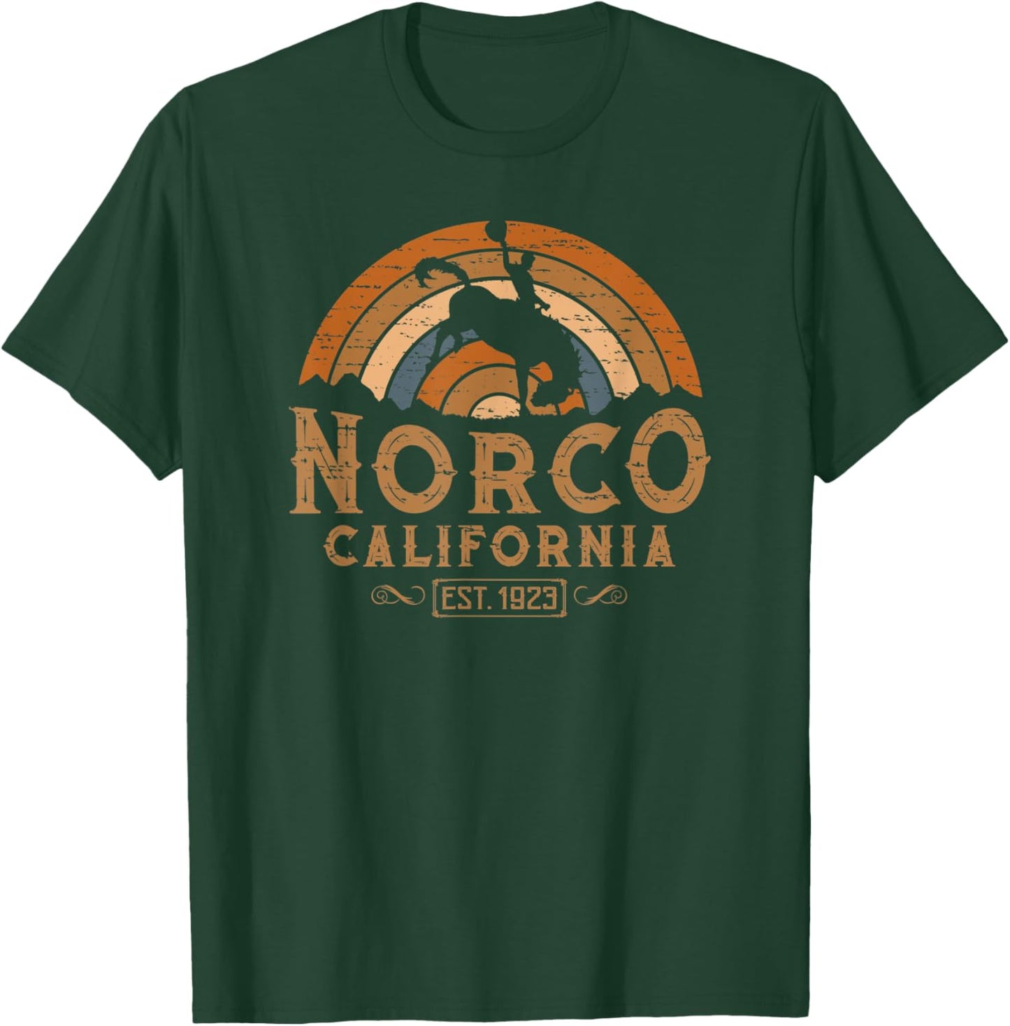 Norco California CA Retro Style Rodeo Cowboy T-Shirt - T-Shirt | Forest