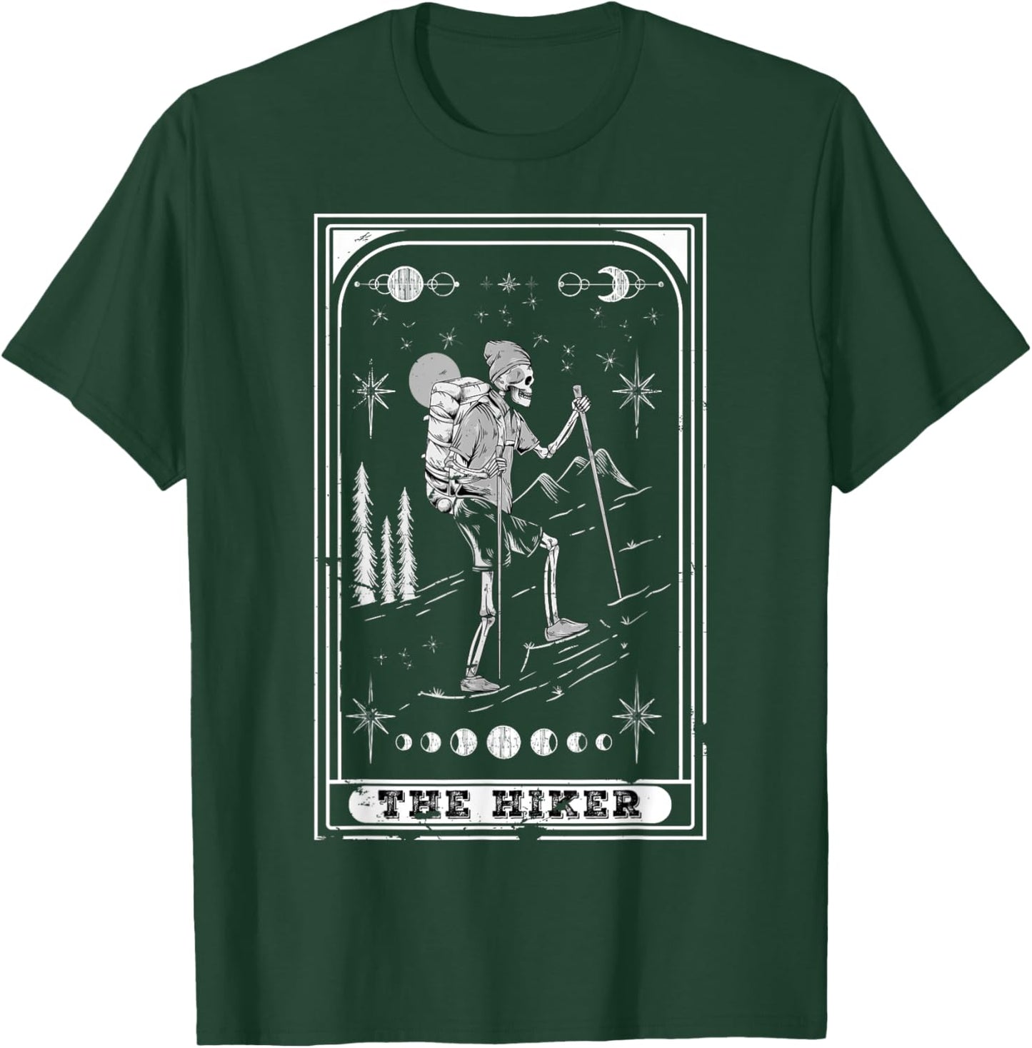 The Hiker Goth Skeleton Tarot Card Nature hiking T-Shirt - T-Shirt | Forest