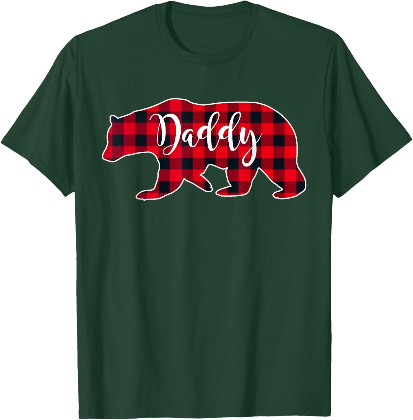 Daddy Bear Black Red Buffalo Check Plaid Fun Dad Father Gift T-Shirt - T-Shirt | Forest