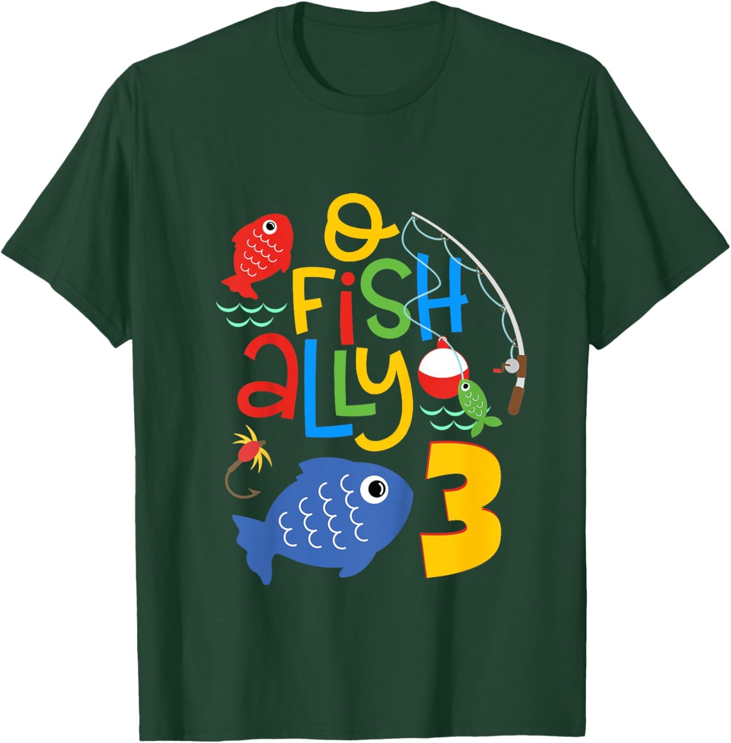 O-Fish-Ally Three Birthday Decorations 3 Year Old 3rd Bday T-Shirt - T-Shirt | Forest