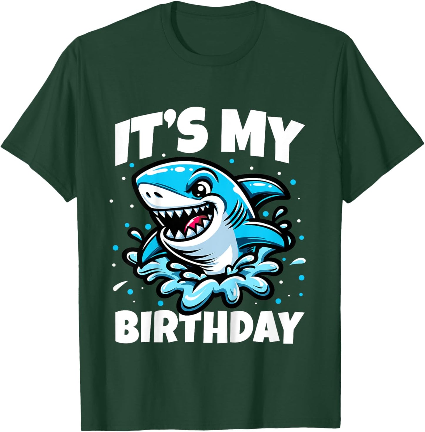 Its My Birthday Funny Shark Themed Birthday Party Boys Girls T-Shirt - T-Shirt | Forest