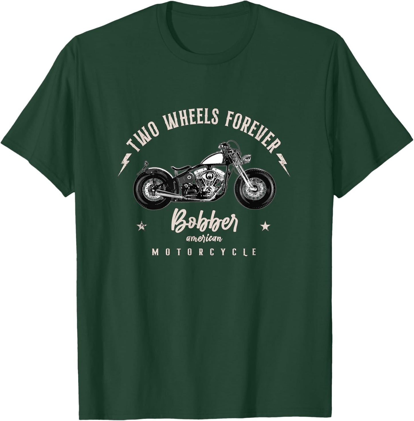Two Wheels Always Bobber Motorcycle T-Shirt - T-Shirt | Forest
