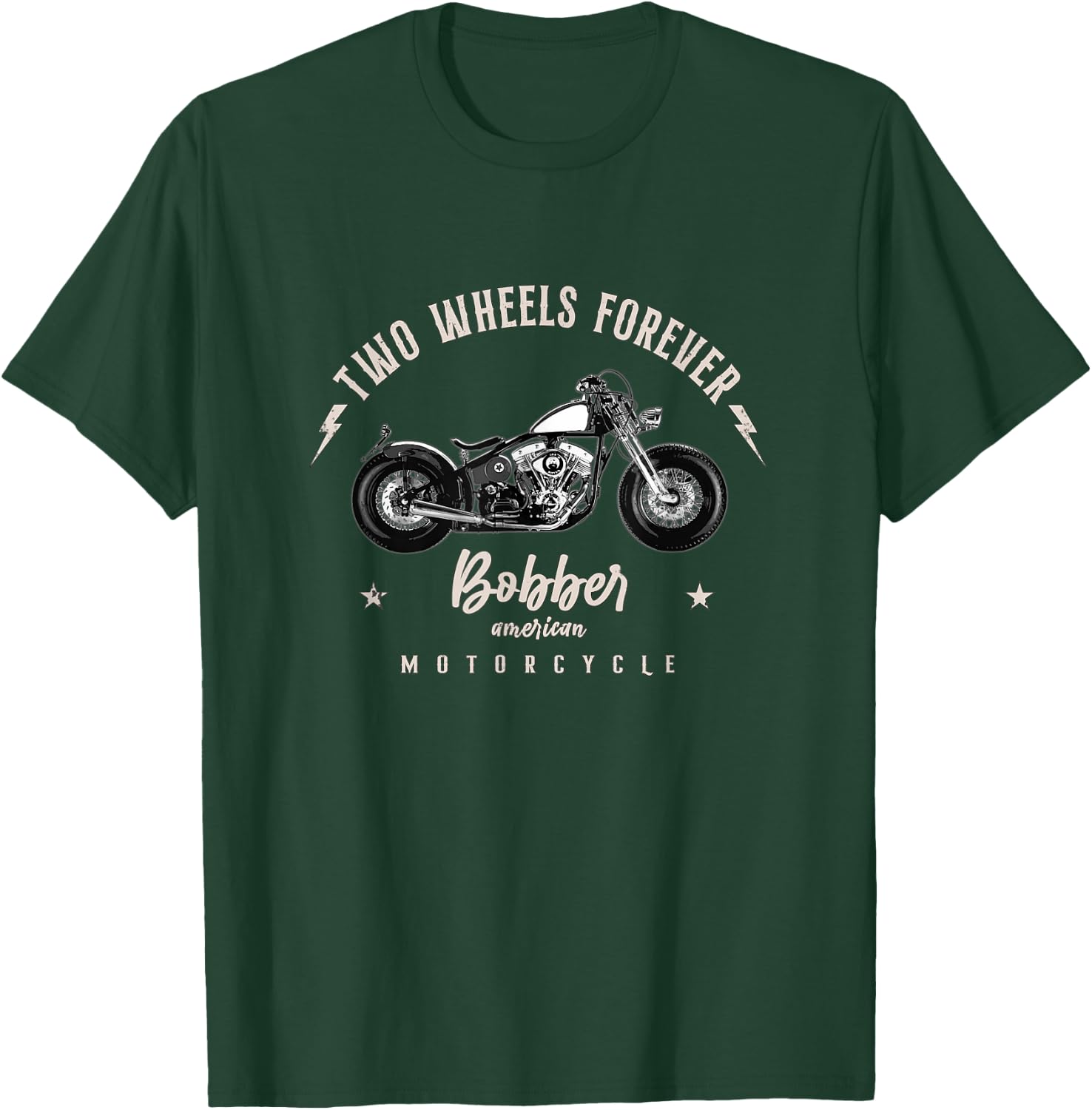 Two Wheels Always Bobber Motorcycle T-Shirt - T-Shirt | Forest