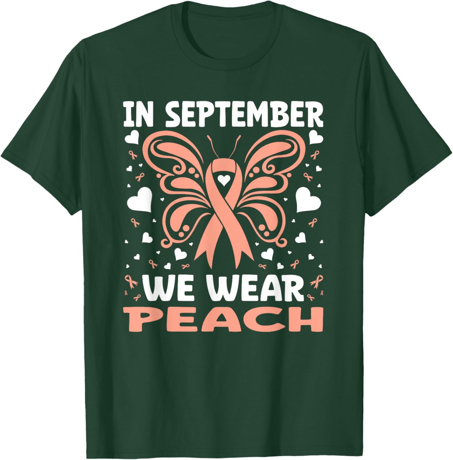 In September We Wear Peach Endometrial Cancer Uterine T-Shirt - T-Shirt | Forest