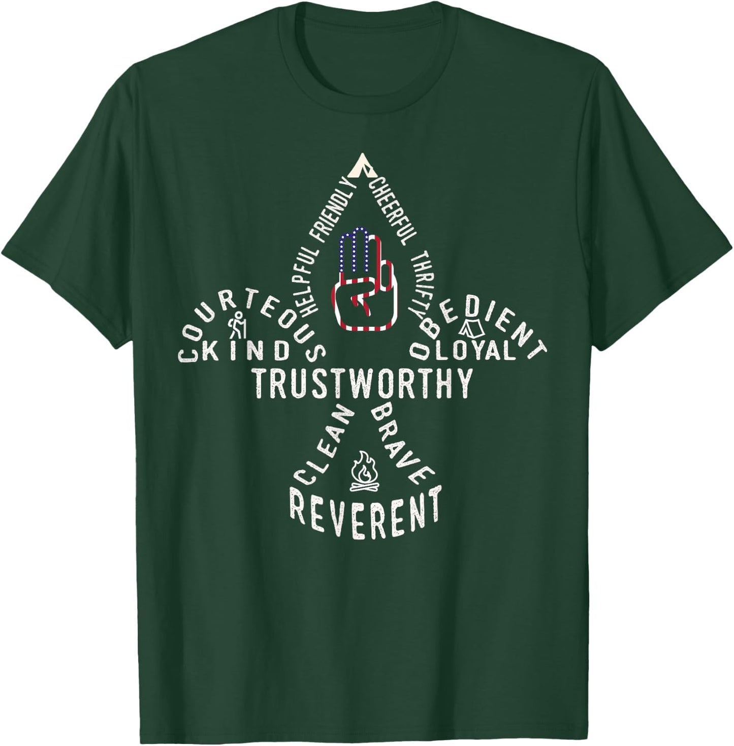USA Scouting | American Flag Scouting Law T-Shirt - T-Shirt | Forest