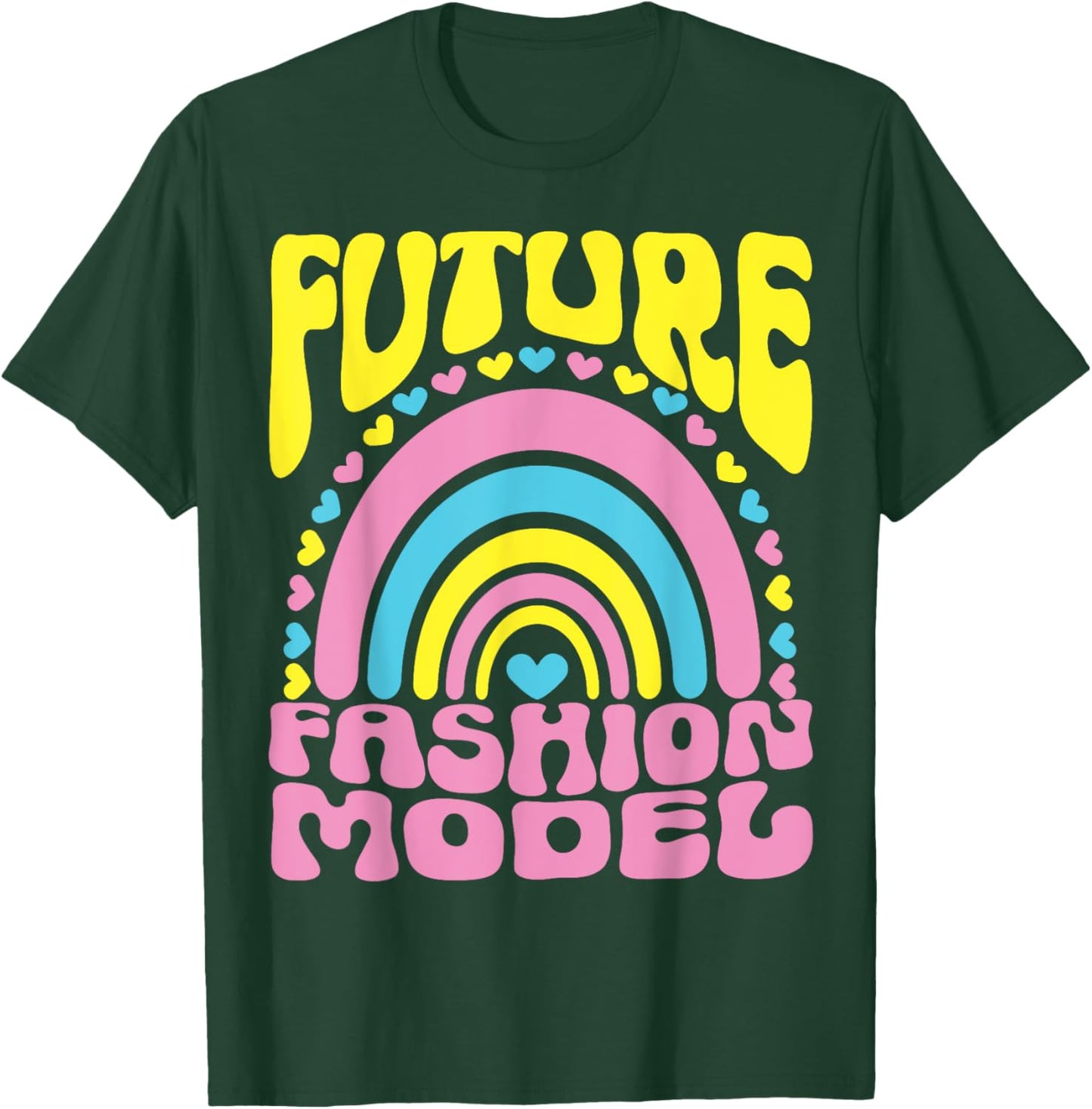 Future Fashion Model Bright Retro Rainbow Occupation T-Shirt - T-Shirt | Forest