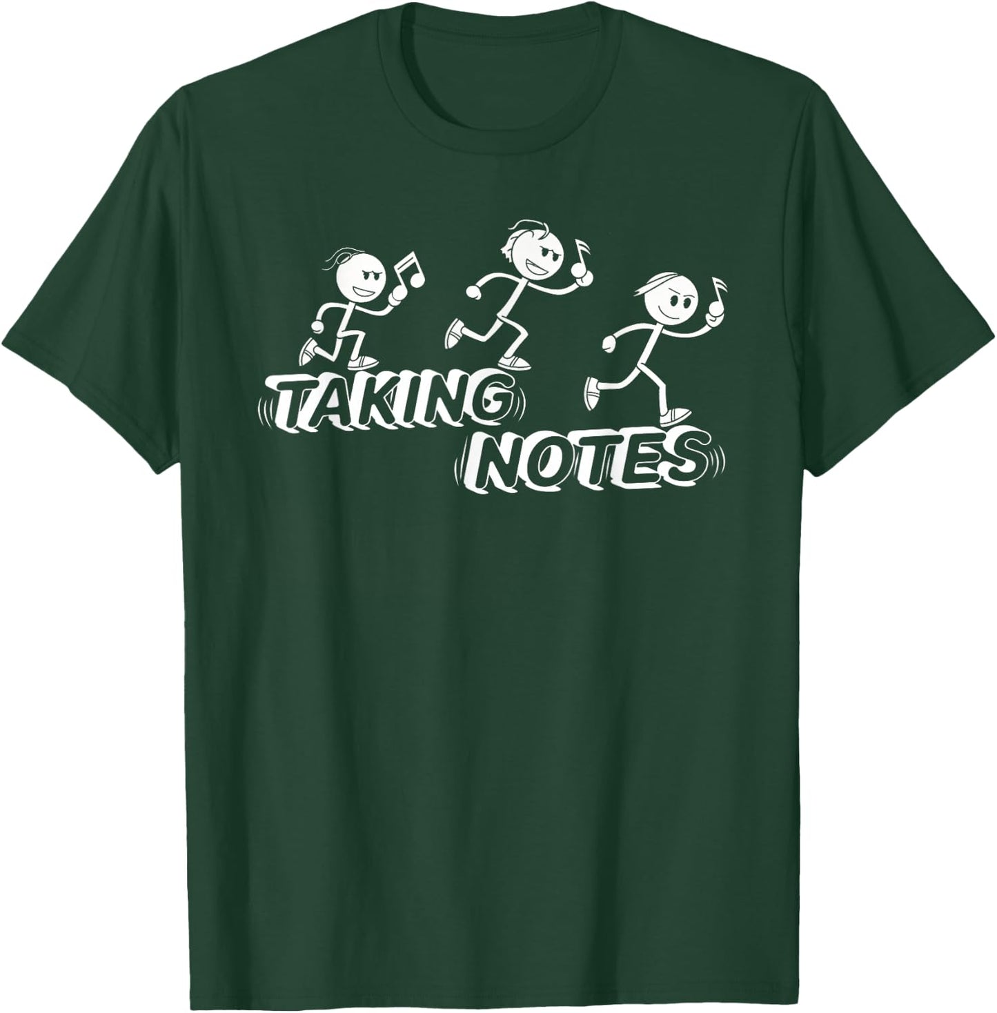 Fun "Taking Notes" Music Stick Figures T-Shirt - T-Shirt | Forest