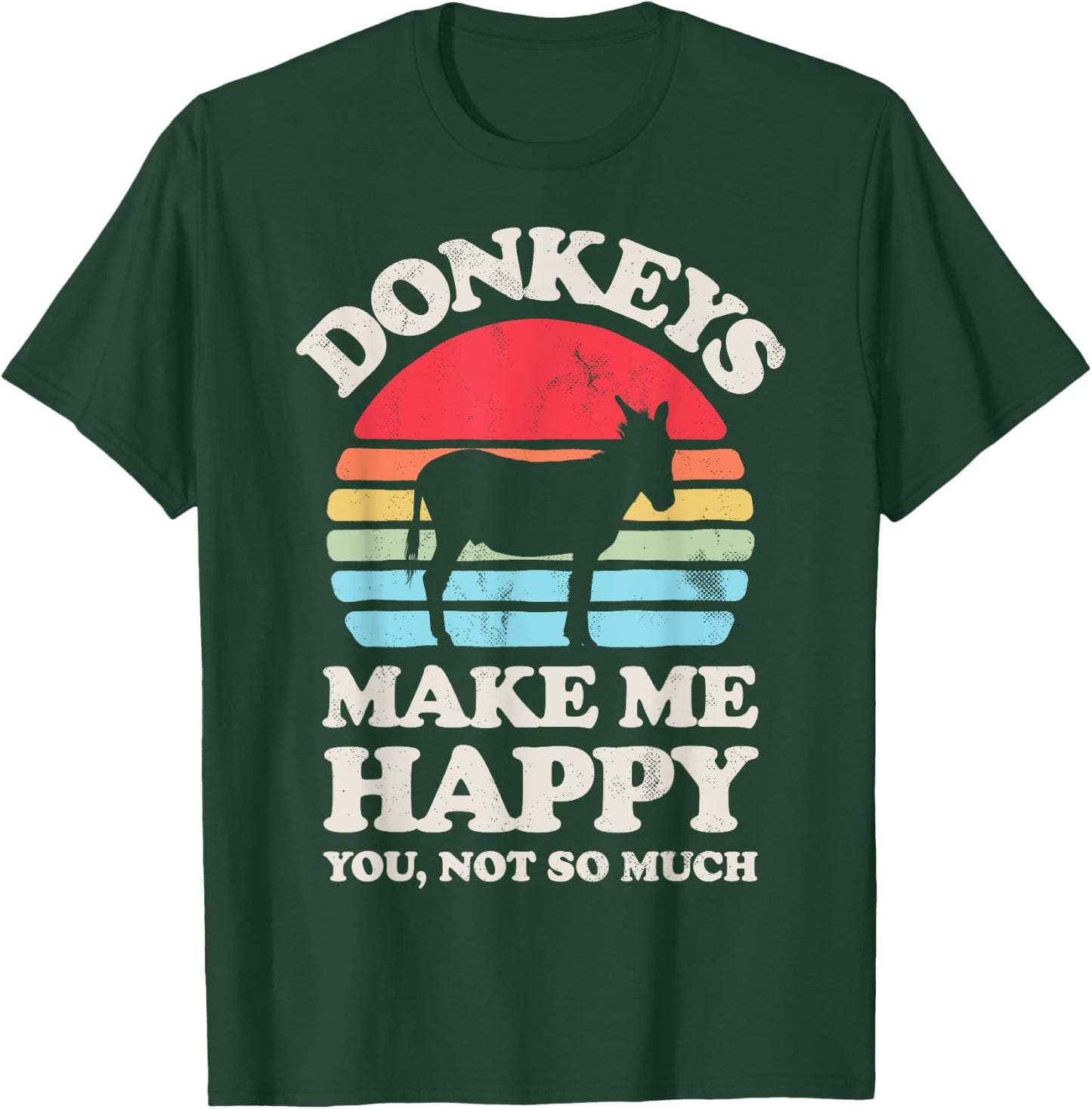 Donkeys Make Me Happy Donkey Lover Farmer Farm Animal Retro T-Shirt - T-Shirt | Forest
