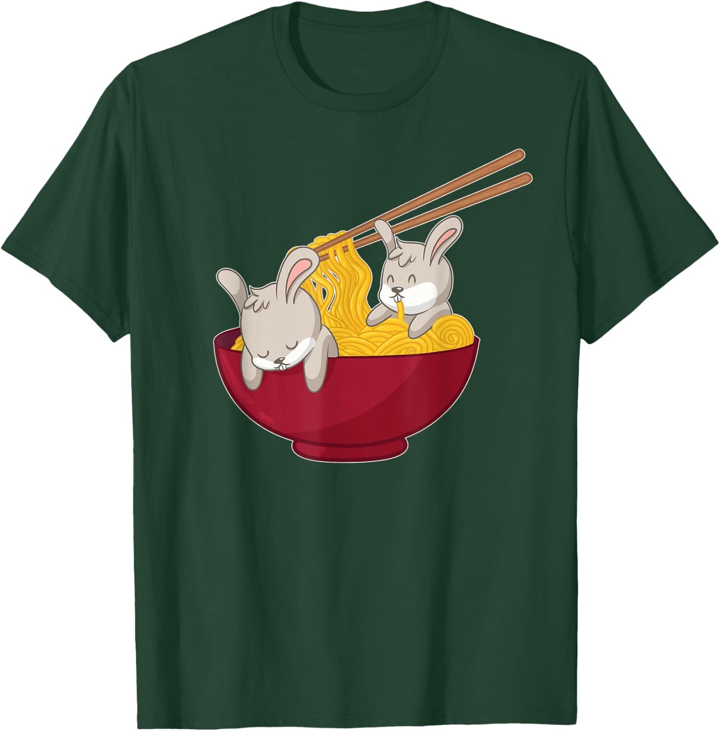 Kawaii Anime Japanese Ramen Noodles Bunny Rabbit Gift T-Shirt - T-Shirt | Forest