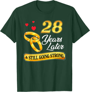 Celebrate 28 Years Of Marriage! 28th Wedding Anniversary T-Shirt - T-Shirt | Forest