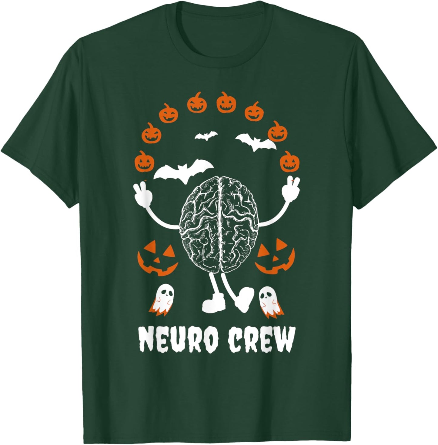 Neuro Nurse Crew Halloween Anatomical Brain Anatomy Pumpkins T-Shirt - T-Shirt | Forest