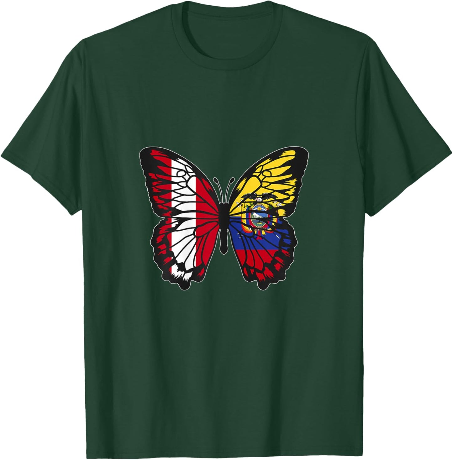 Peru and Ecuador Mix Butterfly Half Peruvian half Ecuadorian T-Shirt - T-Shirt | Forest