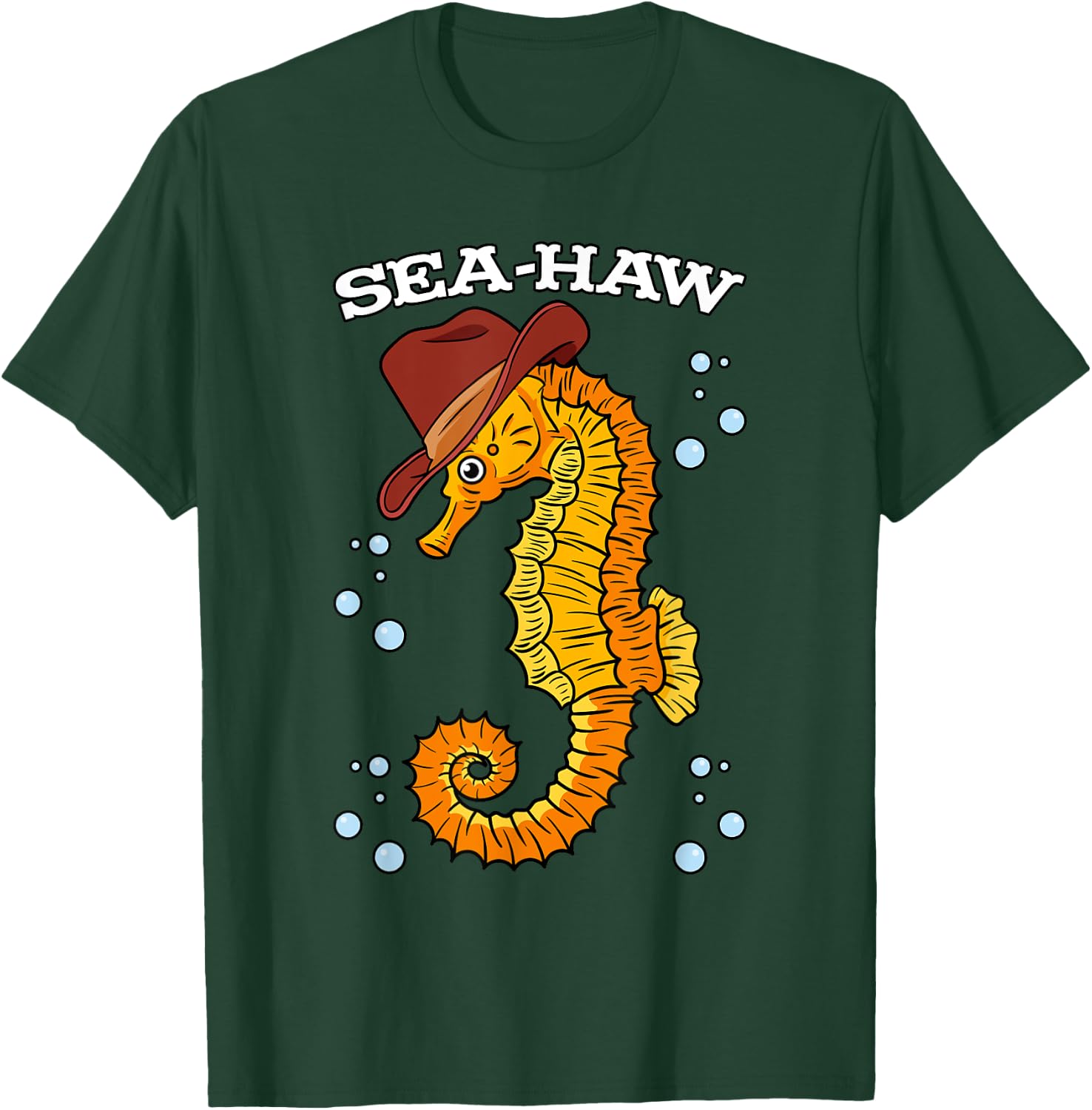 Seahorse Cowboy Hat Aquatic Sea Animal Fish Hippocampus T-Shirt - T-Shirt | Forest