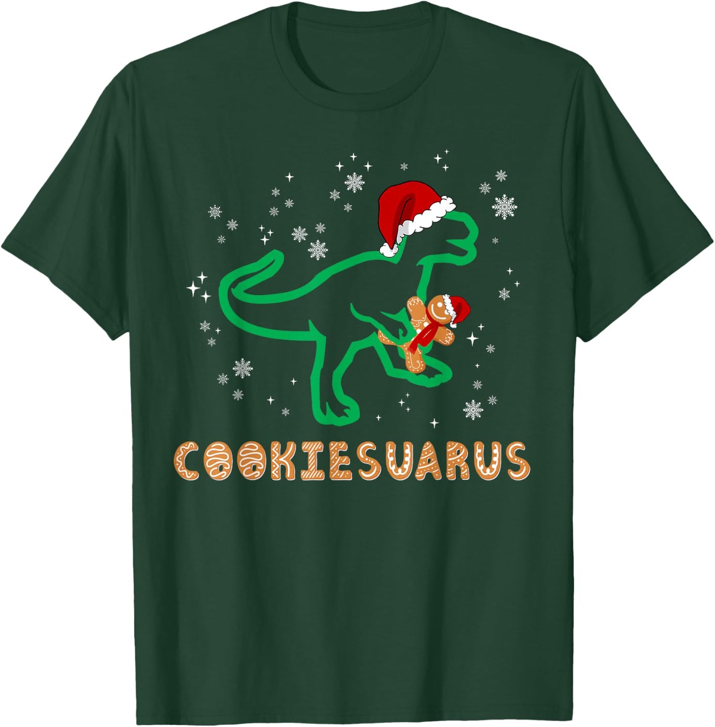 Cookiesaurus Christmas Dinosaur Rex Sugar Cookie T-Shirt - T-Shirt | Forest
