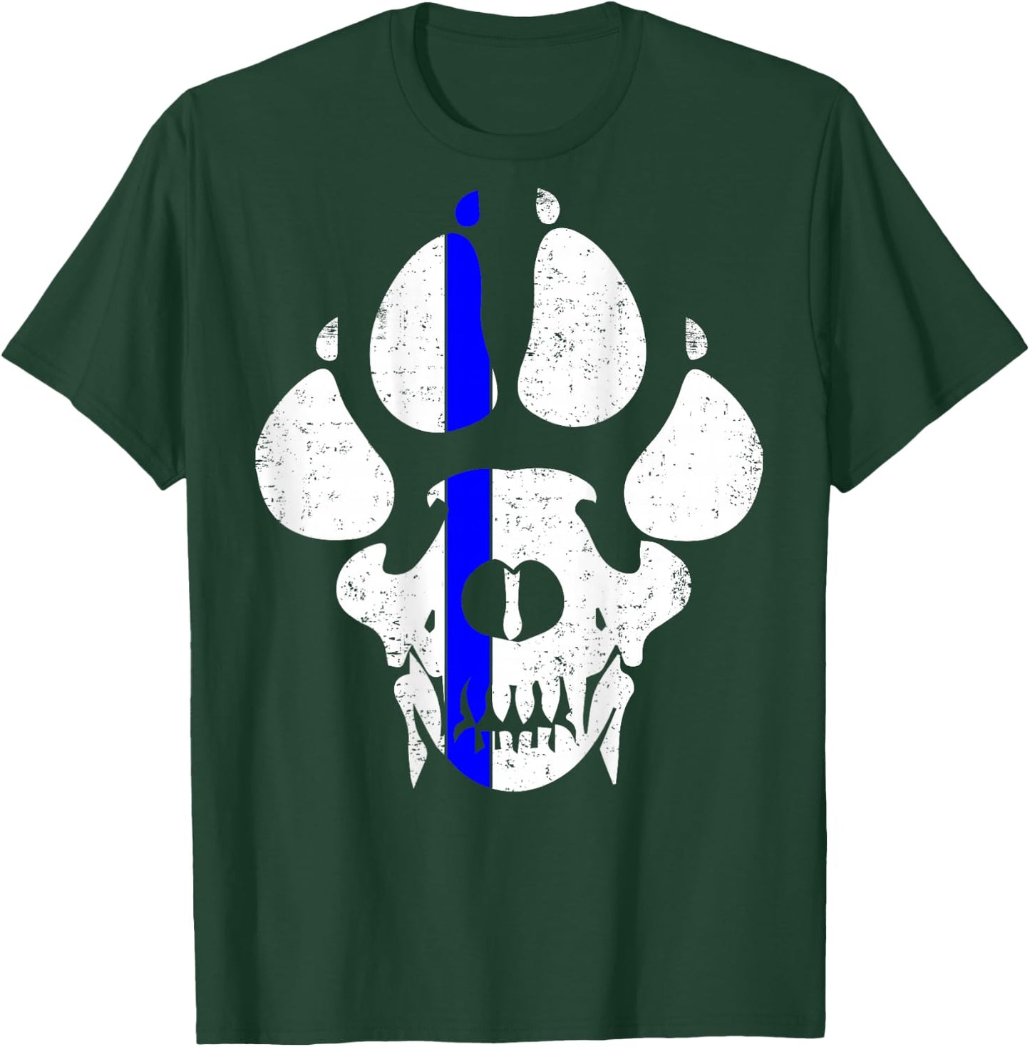 K9 Police Officer Police Dog Paw Skull Law Enforcement T-Shirt - T-Shirt | Forest