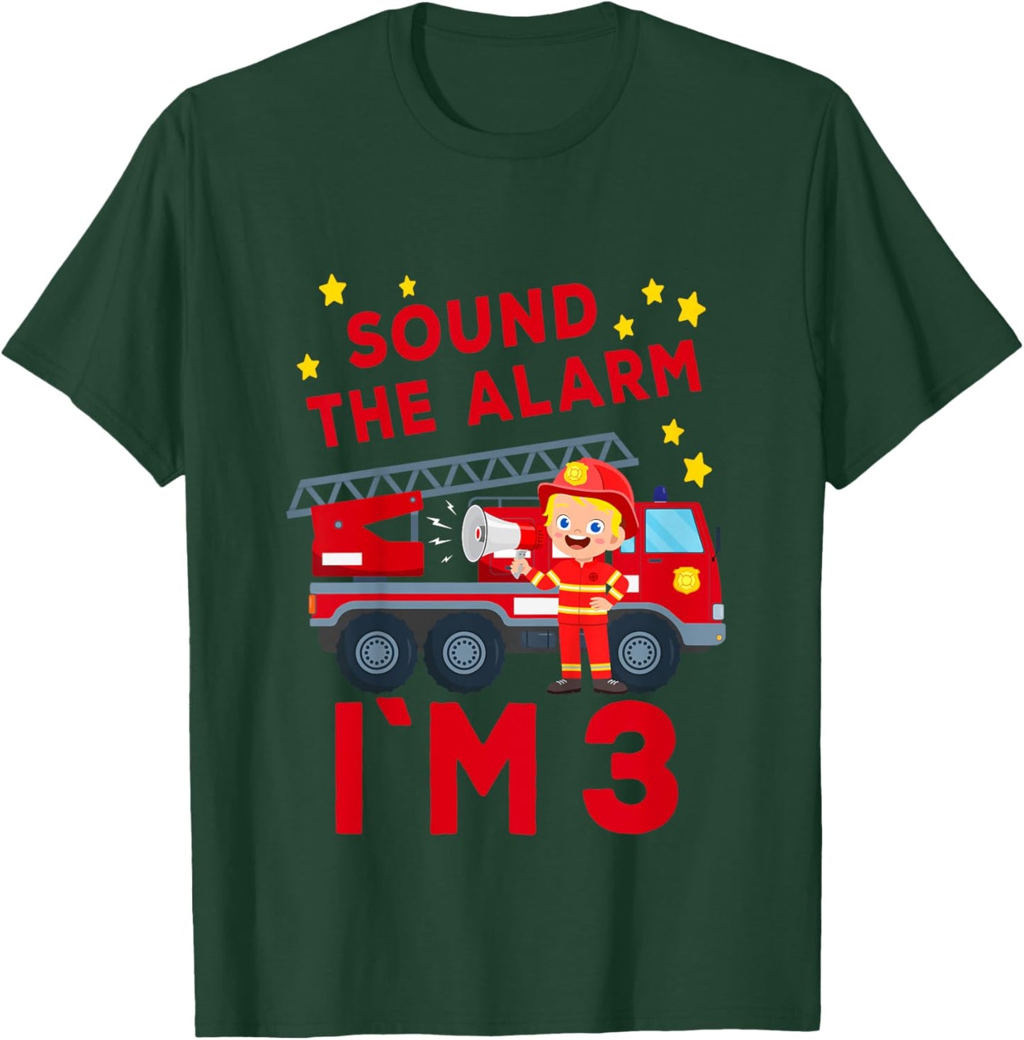Kids Firefighter 3rd Birthday Fire Truck 3 birthday T-Shirt - T-Shirt | Forest